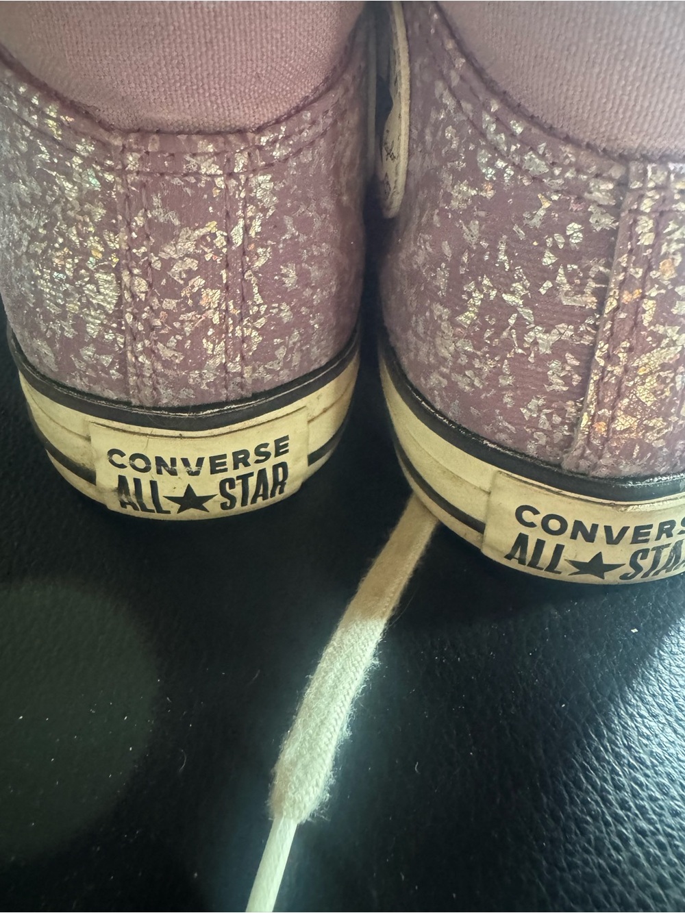 Converse women’s All Star Glitter High-Top Sneakers in Shimmery Lavender - Picture 5 of 7